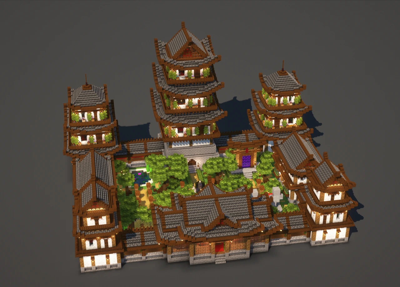 Japanese Temple #3 Black - Minecraft Build Guide