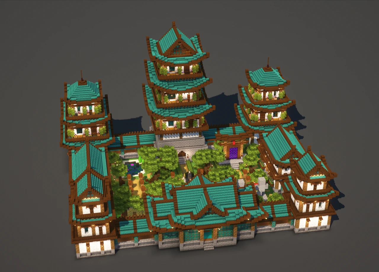 Japanese Temple #3 Blue - Minecraft Build Guide