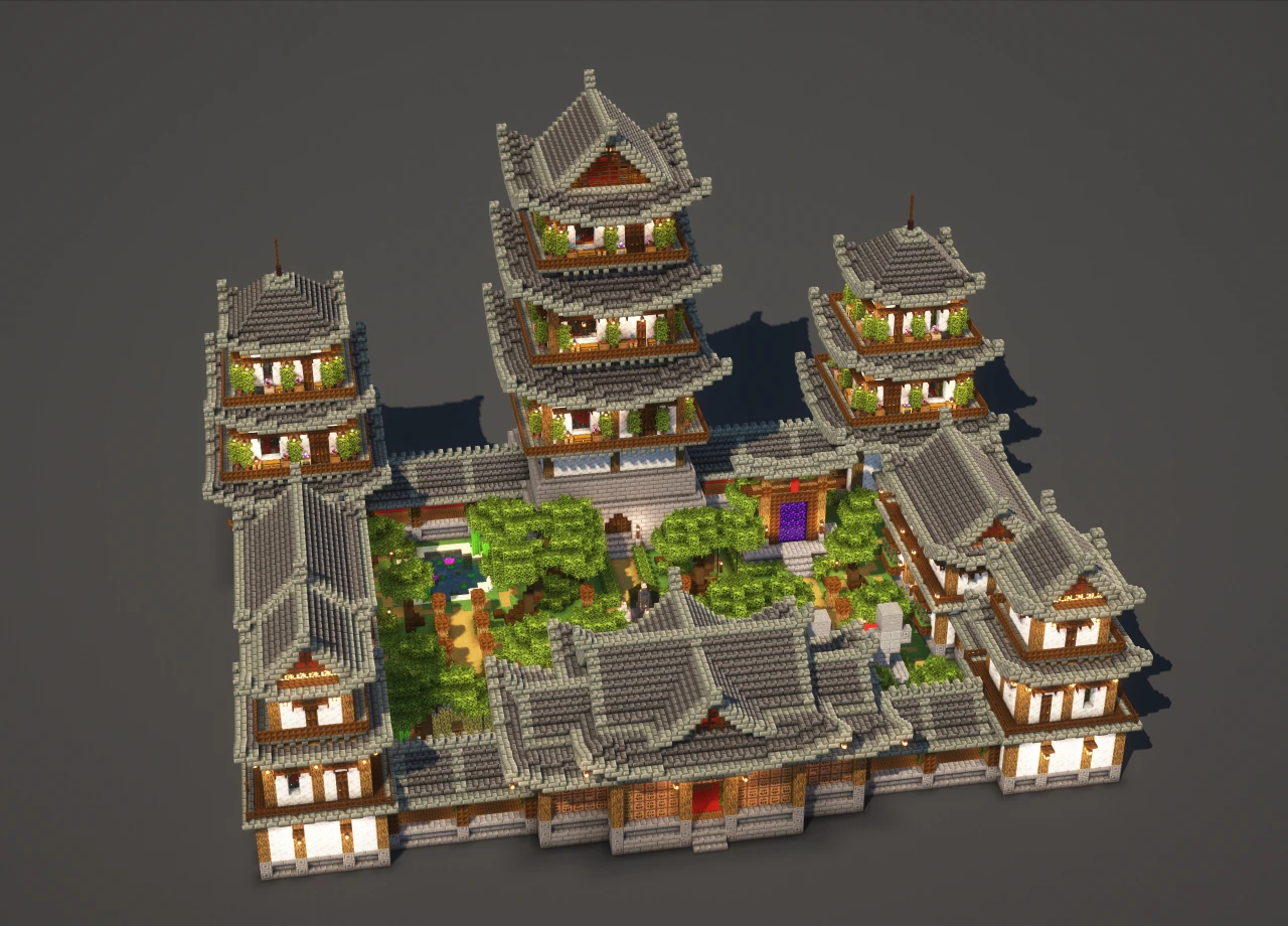 Japanese Temple #3 Gray - Minecraft Build Guide