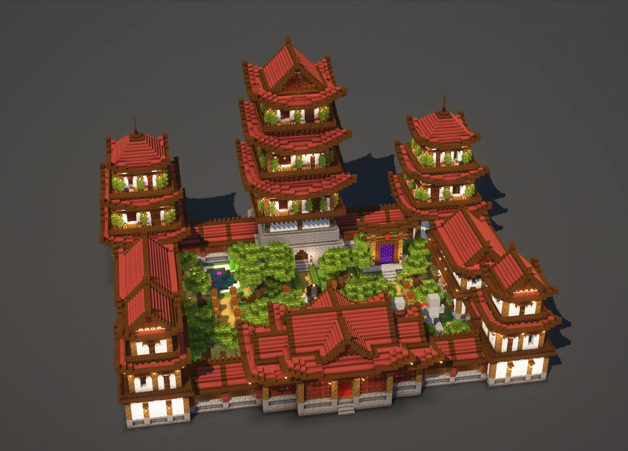 Japanese Temple #3 Red - Minecraft Build Guide