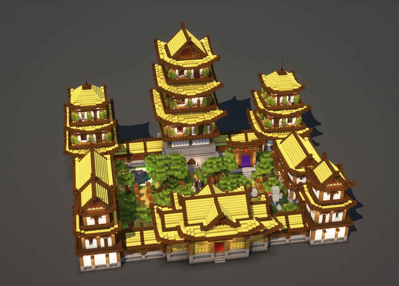 Japanese Temple #3 Yellow - Minecraft Build Guide
