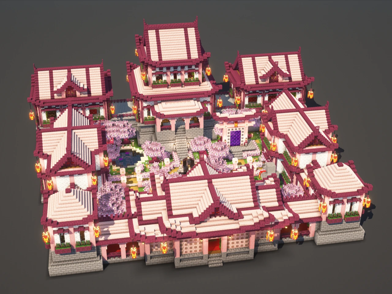 Japanese Temple #4 Pink - Minecraft Build Guide