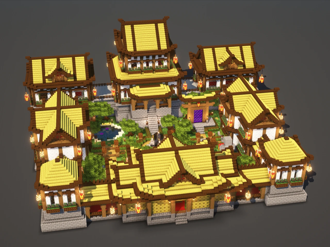 Japanese Temple #4 Yellow - Minecraft Build Guide