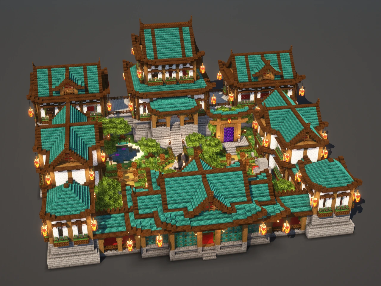 Japanese Temple #4 Blue - Minecraft Build Guide