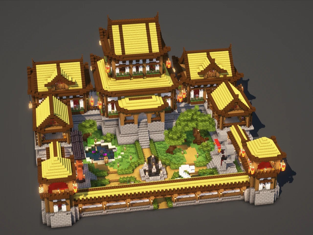 Japanese Temple #2 Yellow - Minecraft Build Guide