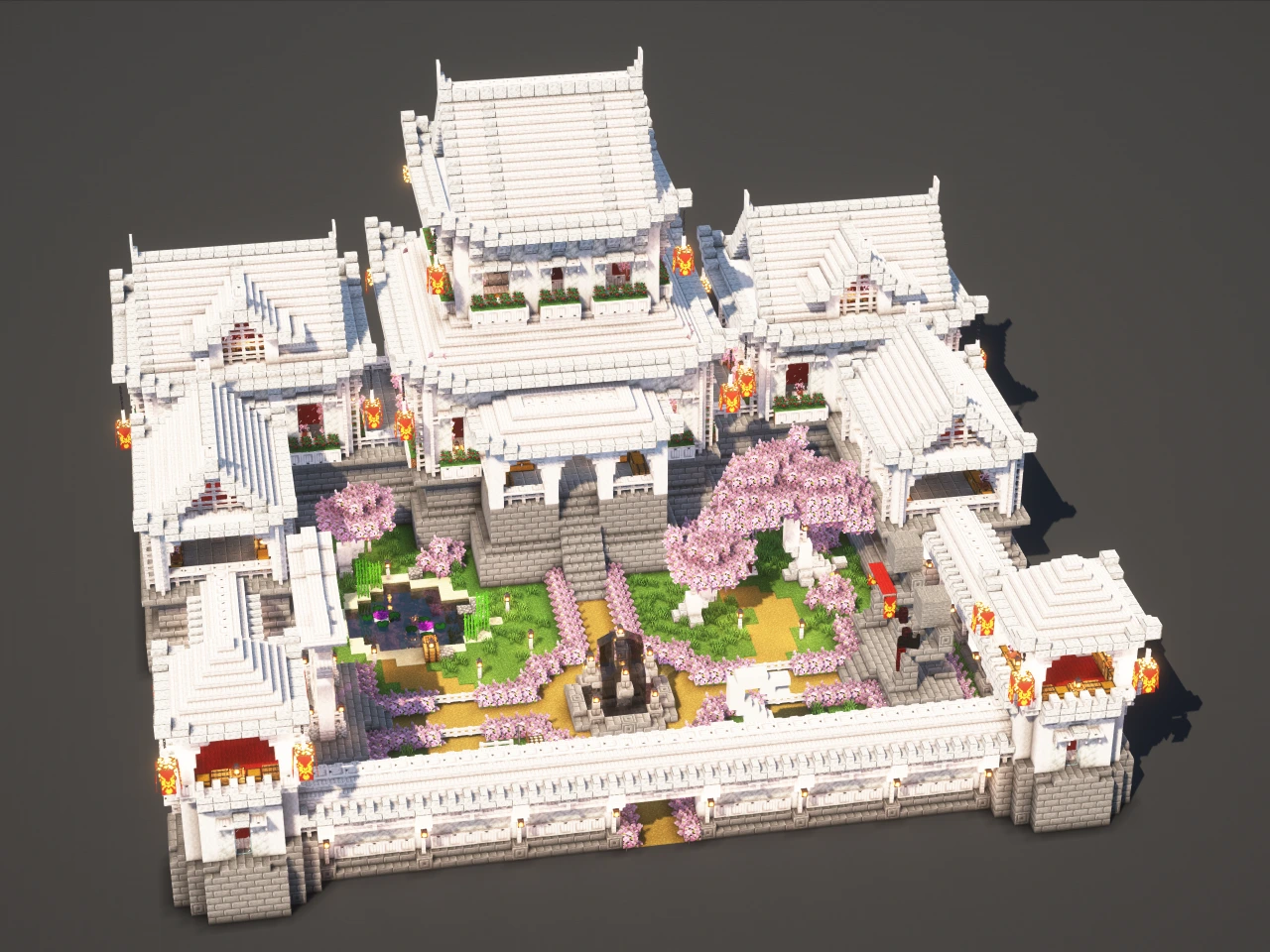 Japanese Temple #2 White - Minecraft Build Guide