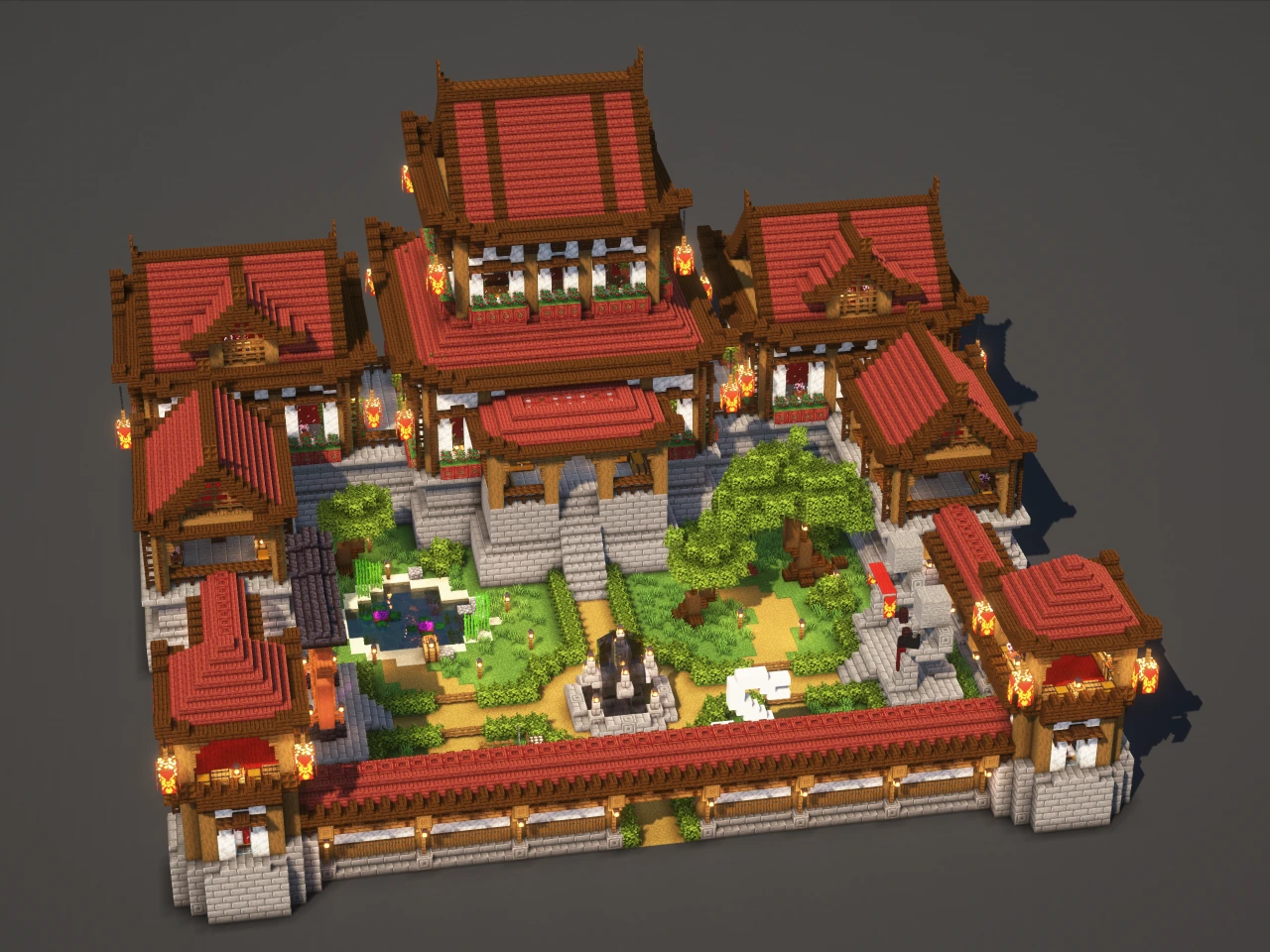 Japanese Temple #2 Red - Minecraft Build Guide