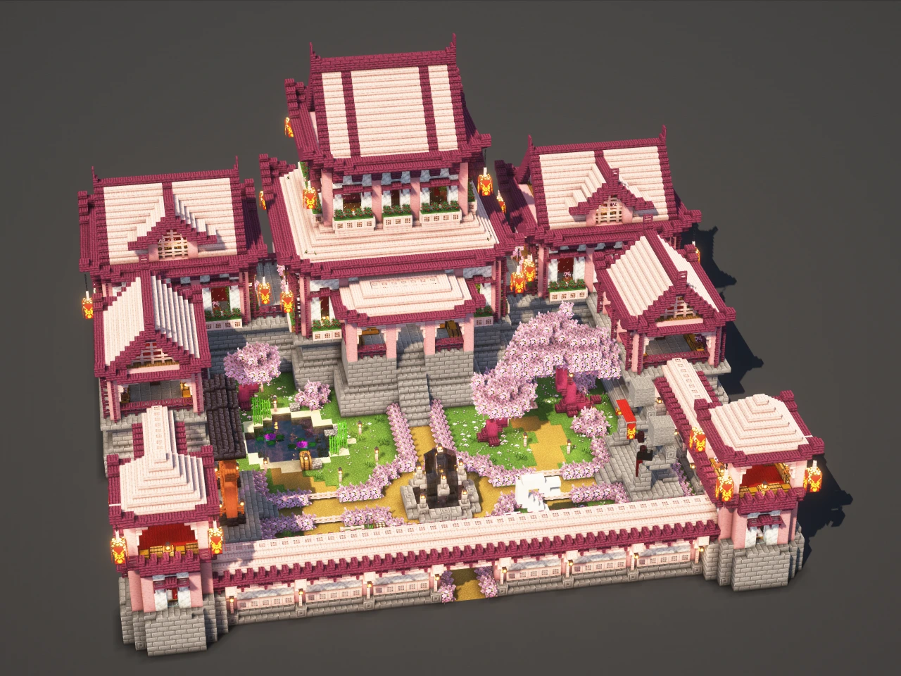 Japanese Temple #2 Pink - Minecraft Build Guide