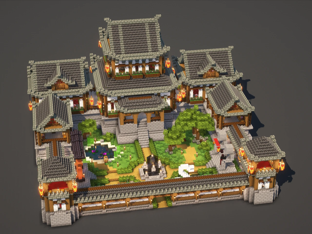 Japanese Temple #2 Gray - Minecraft Build Guide