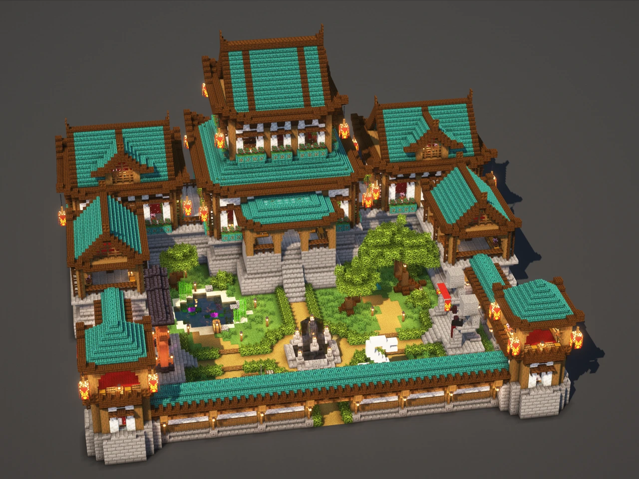 Japanese Temple #2 Blue - Minecraft Build Guide