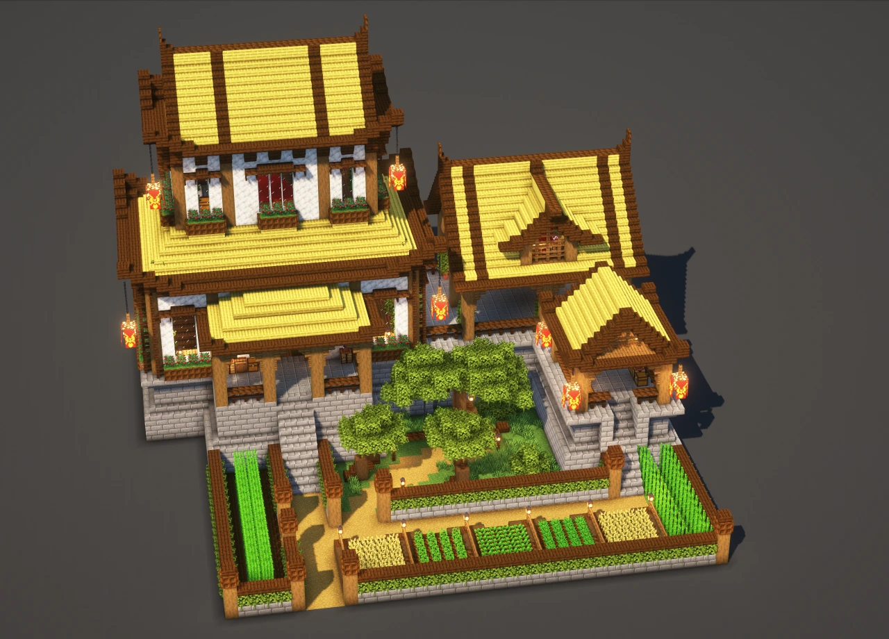 Japanese Temple #1 Yellow - Minecraft Build Guide