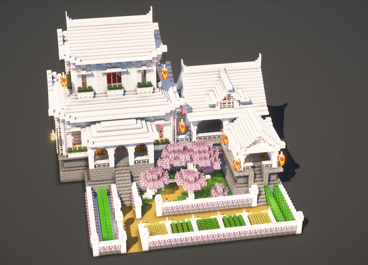 Japanese Temple #1 White - Minecraft Build Guide