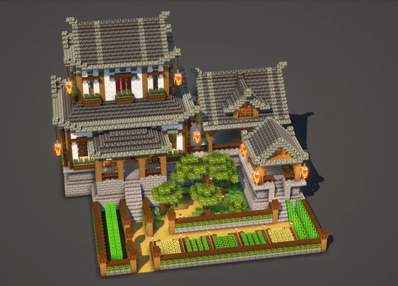 Japanese Temple #1 Gray - Minecraft Build Guide