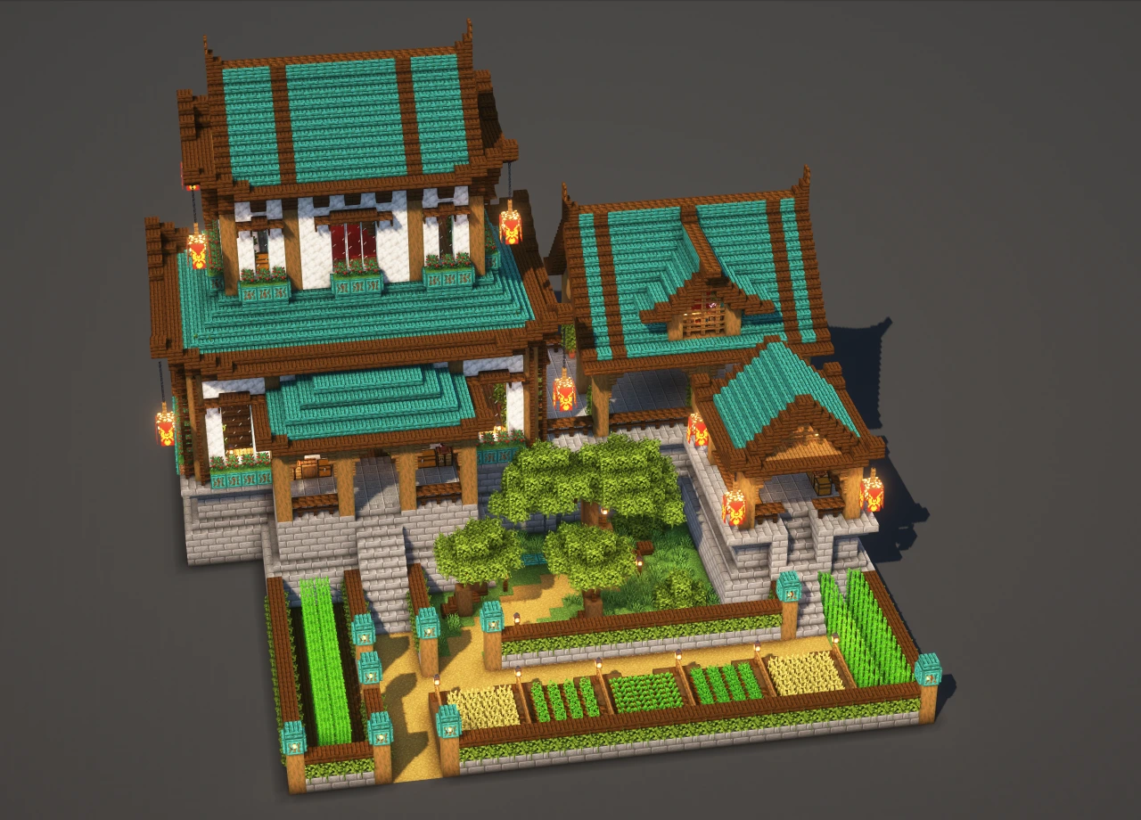 Japanese Temple #1 Blue - Minecraft Build Guide