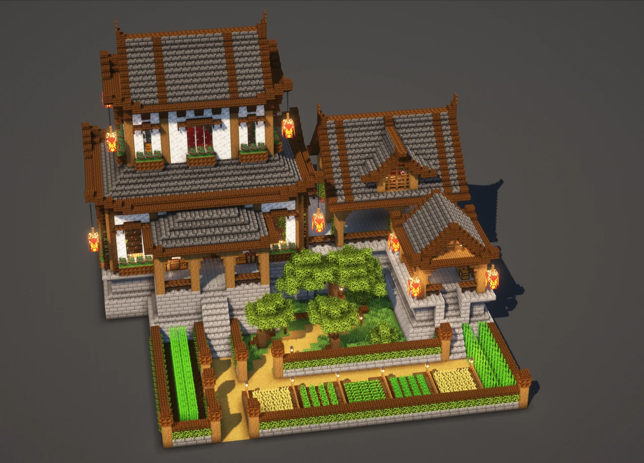 Japanese Temple #1 Black - Minecraft Build Guide