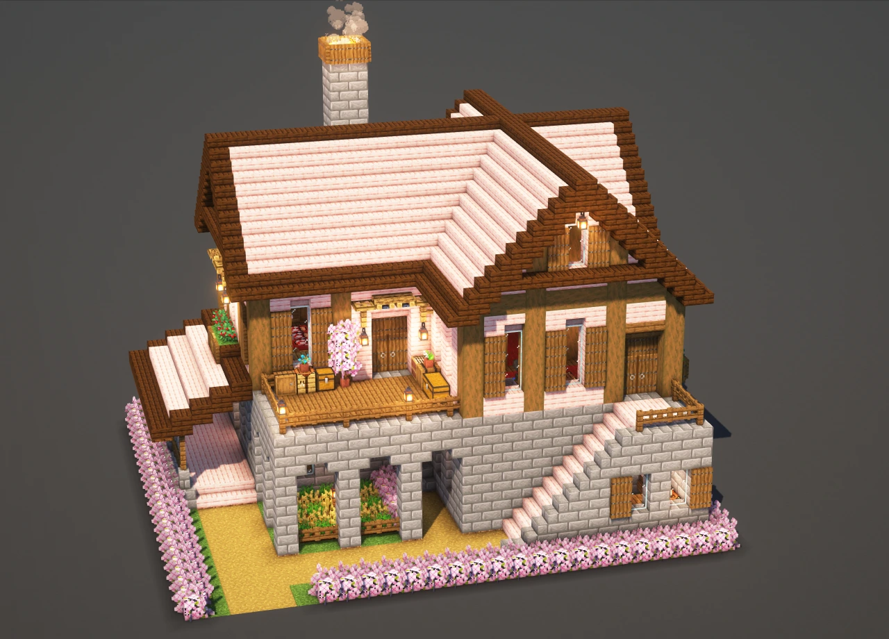 Starter House #16 Cherry - Minecraft Build Guide
