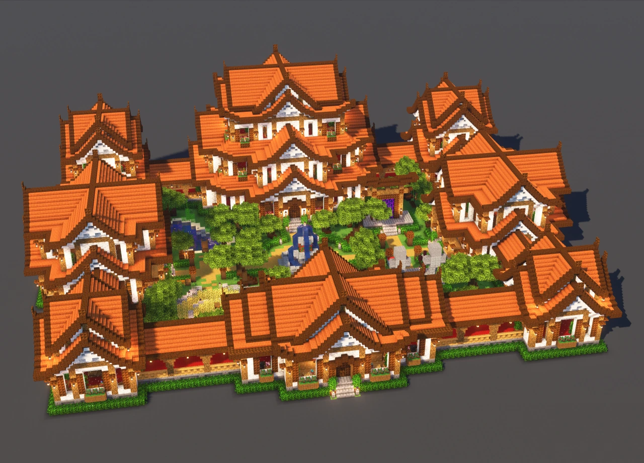 Japanese Temple #5 Orange - Minecraft Build Guide