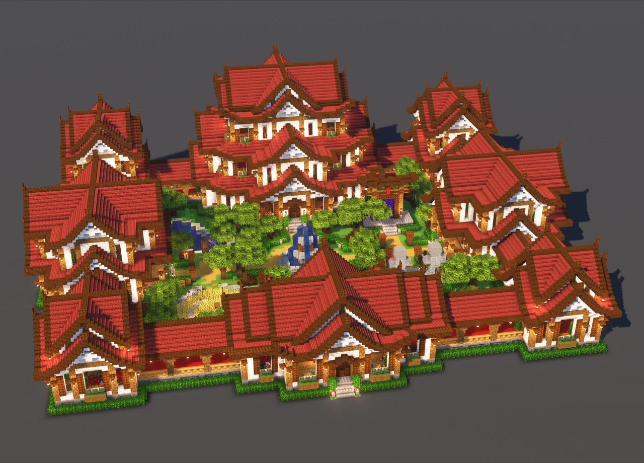 Japanese Temple #5 Red - Minecraft Build Guide