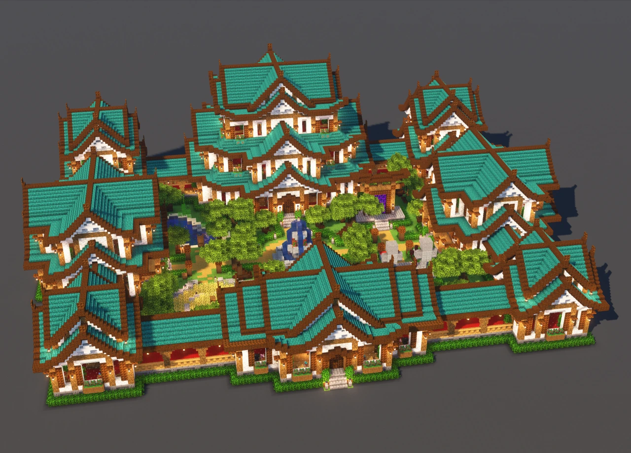 Japanese Temple #5 Blue - Minecraft Build Guide