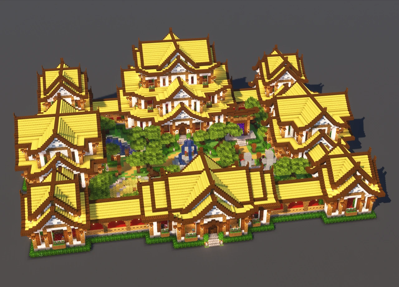 Japanese Temple #5 Yellow - Minecraft Build Guide