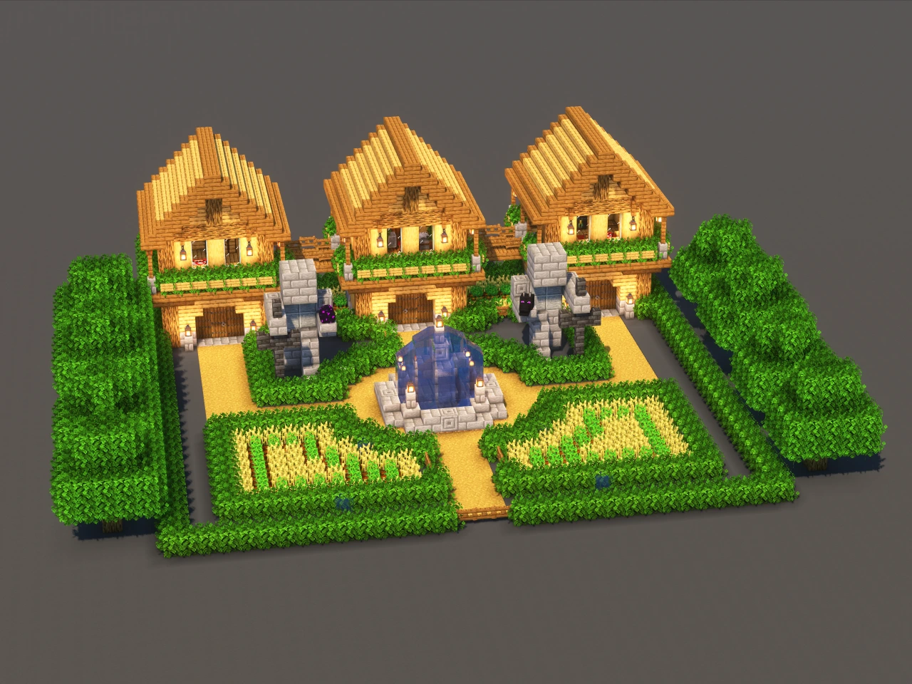 Trio House #1 Spruce - Minecraft Build Guide