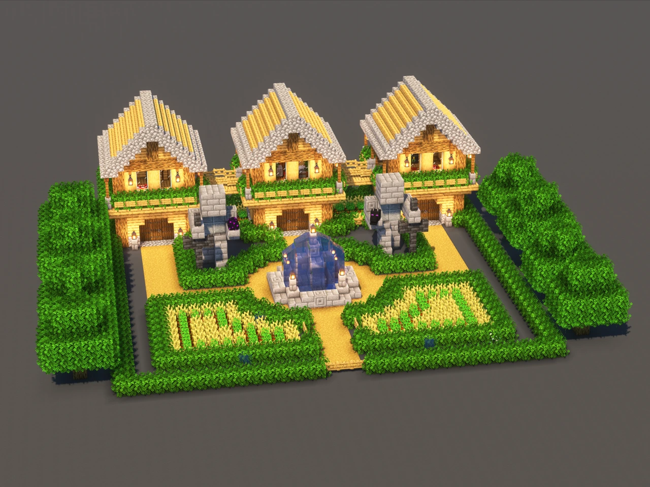 Trio House #1 Oak - Minecraft Build Guide