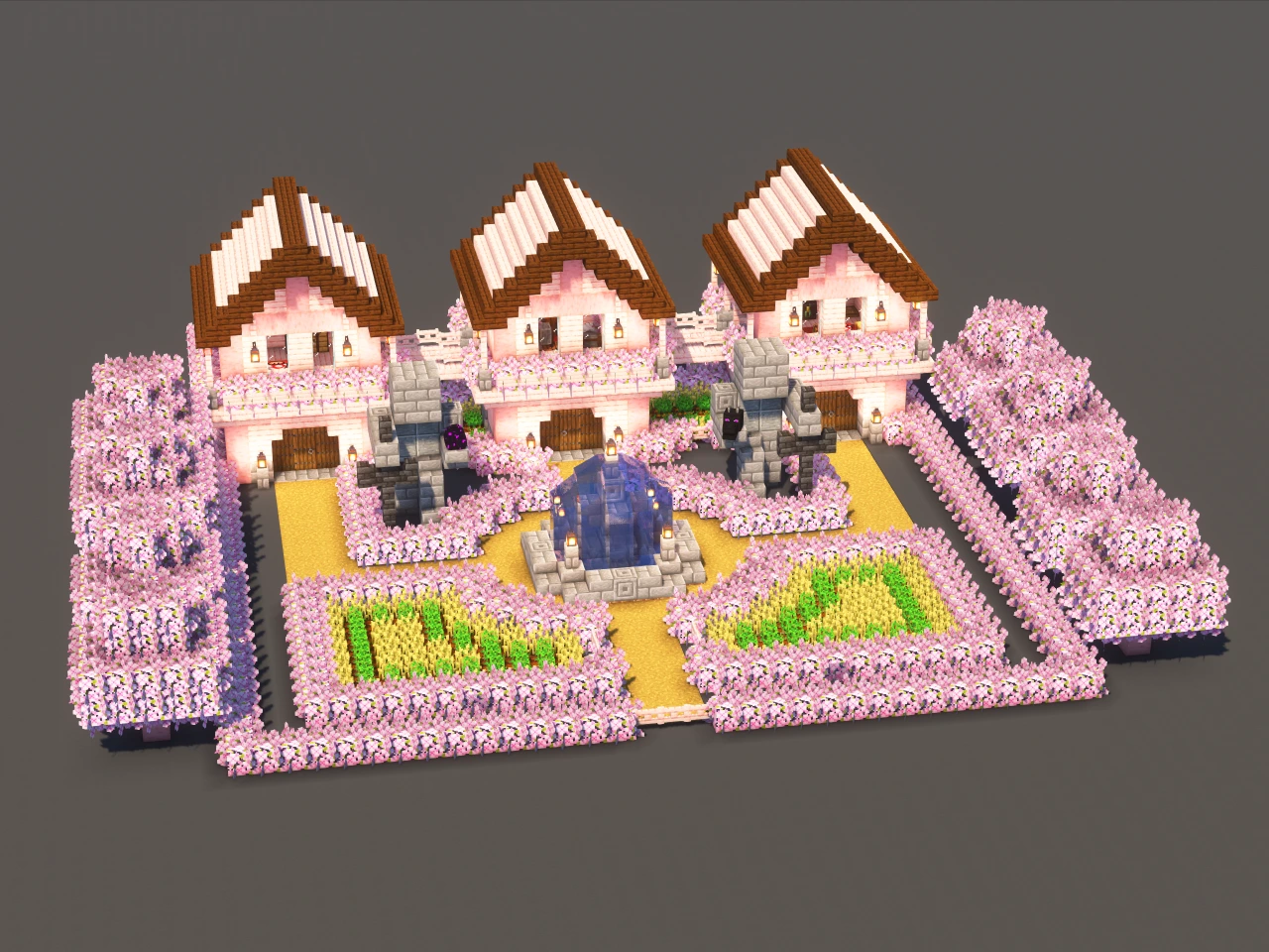 Trio House #1 Cherry - Minecraft Build Guide