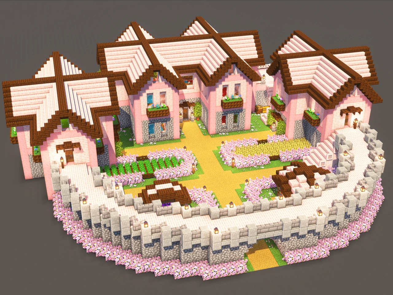 4 Player House Cherry - Minecraft Build Guide